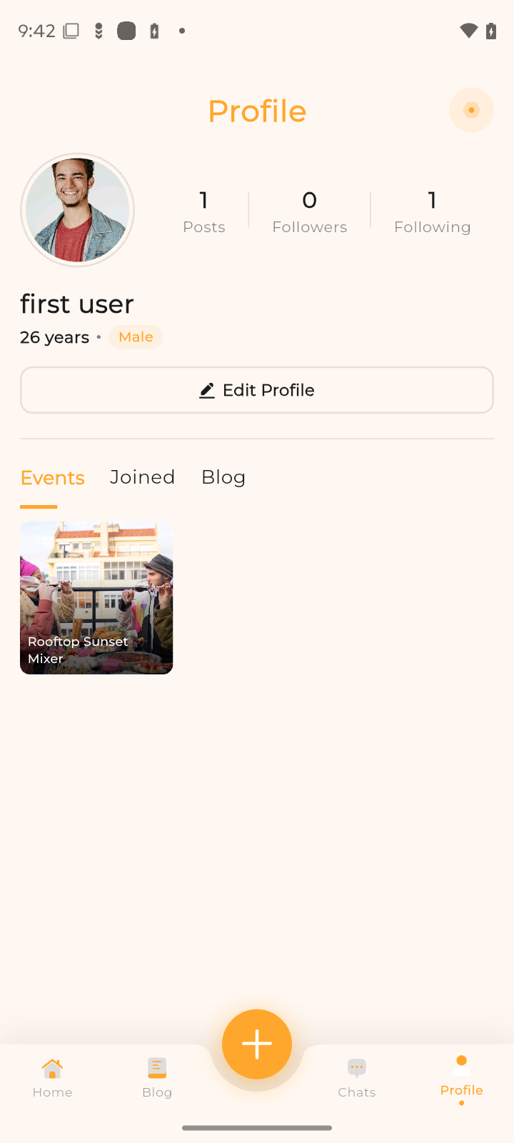 SocialSib profile screen